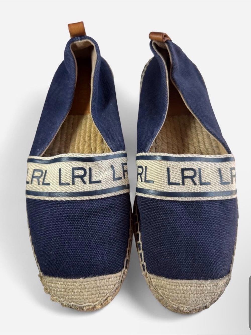 Lauren Ralph Lauren Navy and Cream Canvas Espadrilles